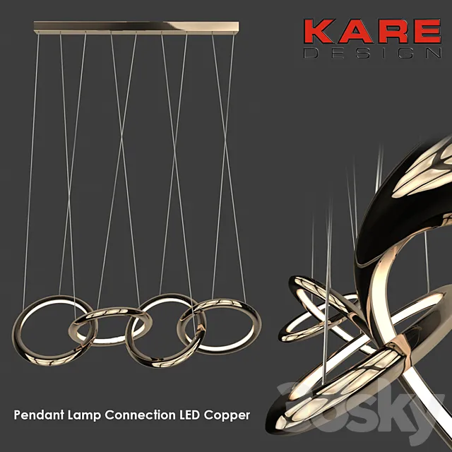 Pendant Lamp Connection LED Copper 3D Model Pendant Lamp Connection LED Copper 3D Model