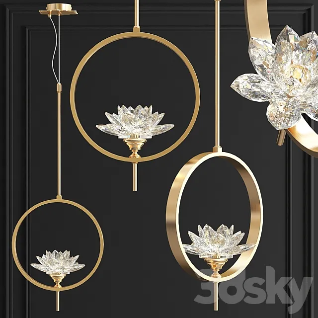 Pendant lamp Crystal Lotus Flower Lotus flower Clear Glass pendant lamp B 3D Model Pendant lamp Crystal Lotus Flower Lotus flower Clear Glass pendant lamp B 3D Model