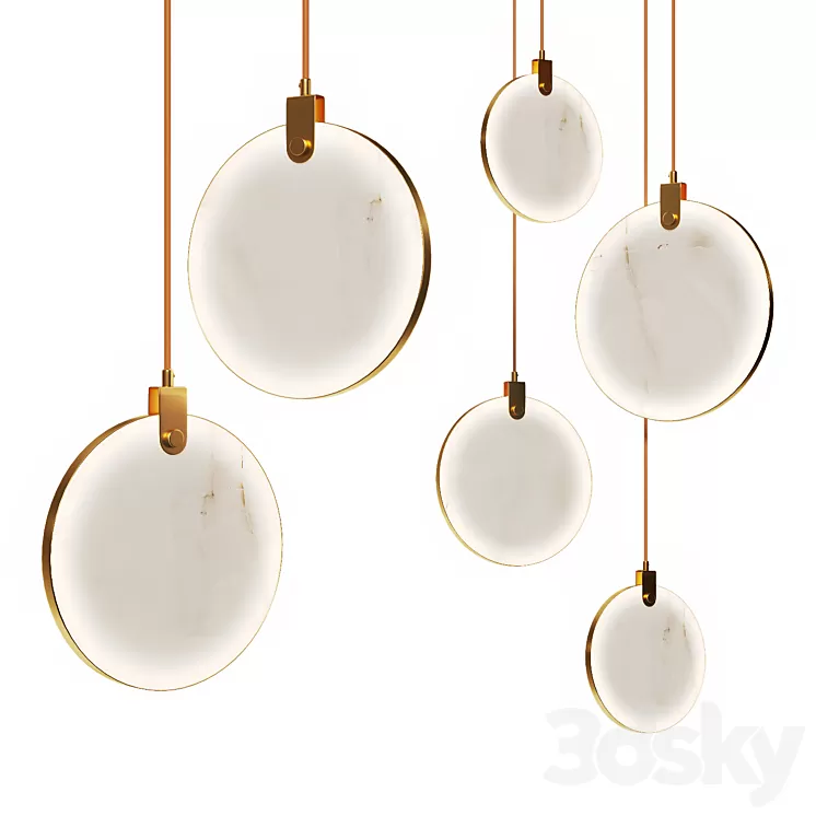 Pendant lamp in brass and marble 3D Model Pendant lamp in brass and marble 3D Model