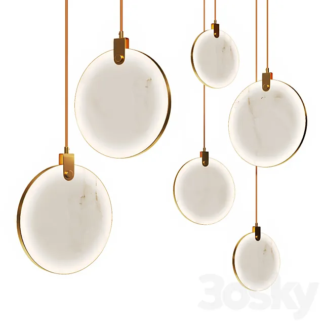 Pendant lamp in brass and marble 3DModel