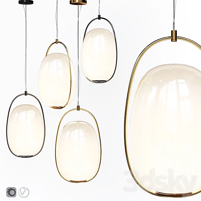 Pendant lamp Lanna Kundalini Suspension Lamp Black and Brass 3D Model Pendant lamp Lanna Kundalini Suspension Lamp Black and Brass 3D Model