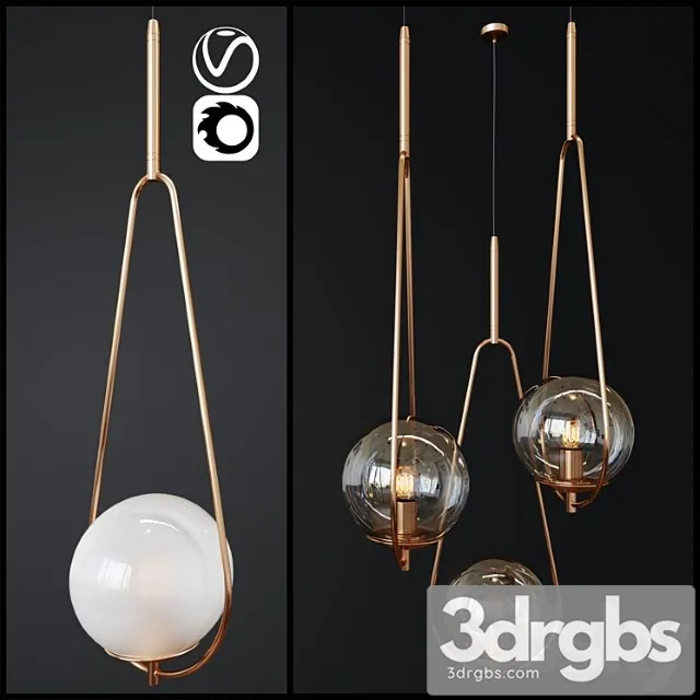 Pendant lamp loop brass   2 3D Model Download