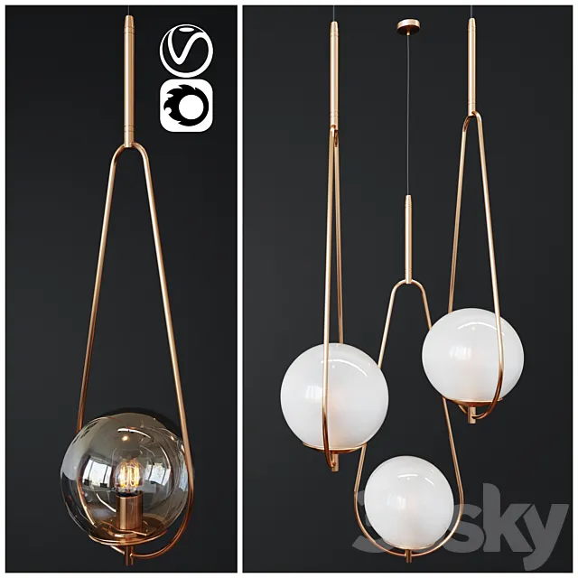 Pendant Lamp Loop Brass _ 1 3DModel