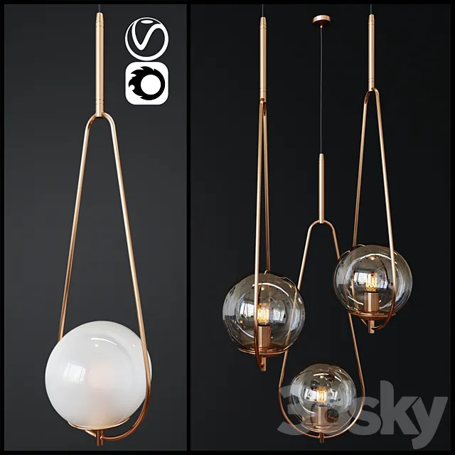 Pendant Lamp Loop Brass _ 2 3D Model