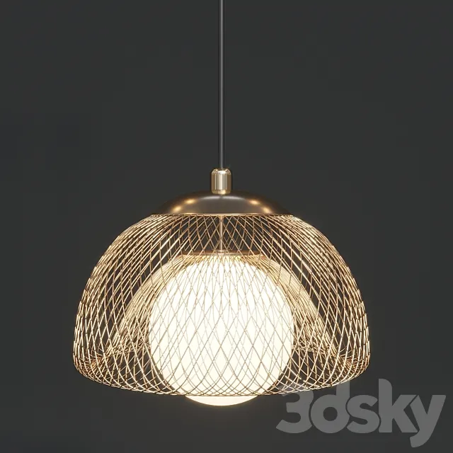 Pendant lamp made of gold mesh FLADE (Lampatron) 3D Model Pendant lamp made of gold mesh FLADE (Lampatron) 3D Model