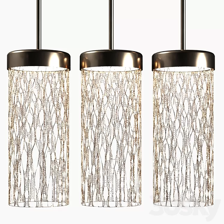 Pendant lamp made of metal from three shades 3D Model Free Download