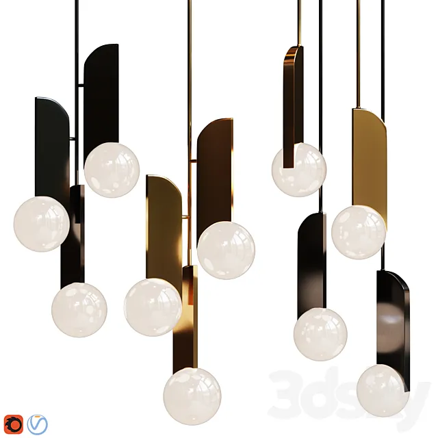 Pendant lamp Neo lampatron Gold _ Black 3DModel