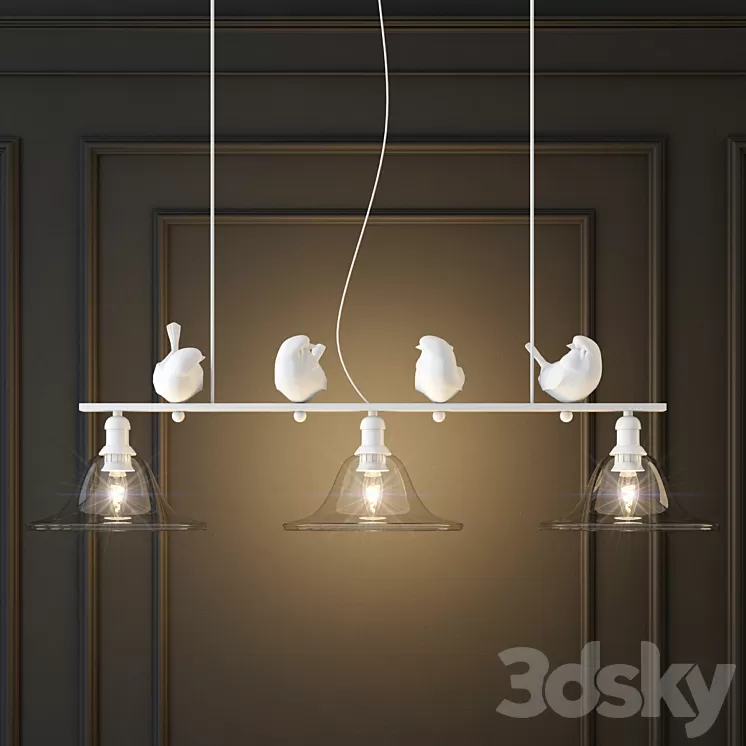 Pendant lamp provence bird pendant line cone 3 3D Model Pendant lamp provence bird pendant line cone 3 3D Model