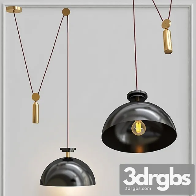 Pendant lamp shape up pendant hemisphere black designed by john hogan 3D Model Download