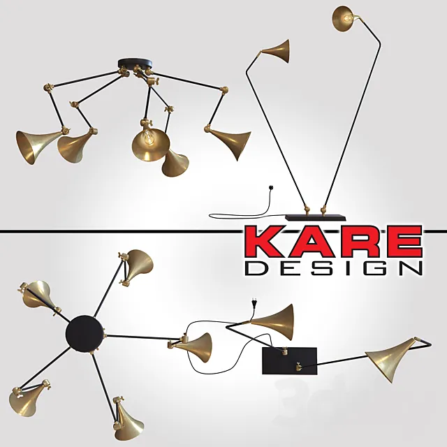 Pendant Lamp Trumpet Brass Spider 5-lite 3DModel