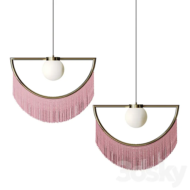 Pendant lamp with tassels Fringe 3D Model Pendant lamp with tassels Fringe 3D Model