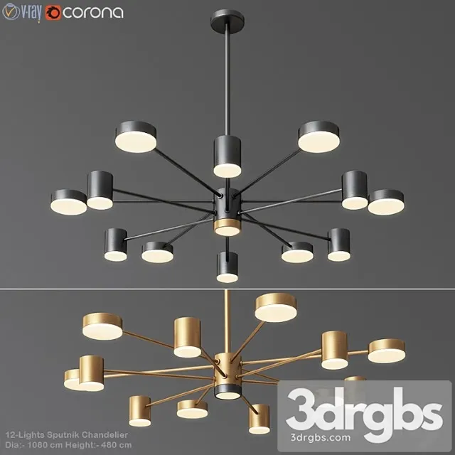 Pendant light 12-lights sputnik chandelier 3D Model Download