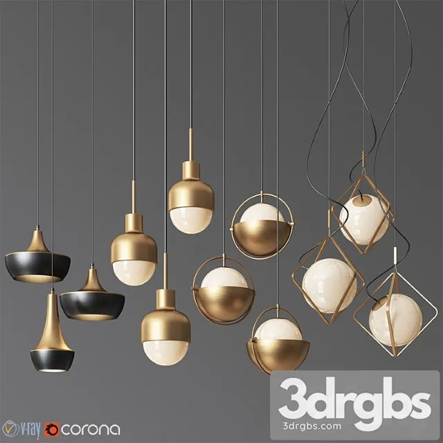 Pendant light collection 15 – 4 type 3D Model Download