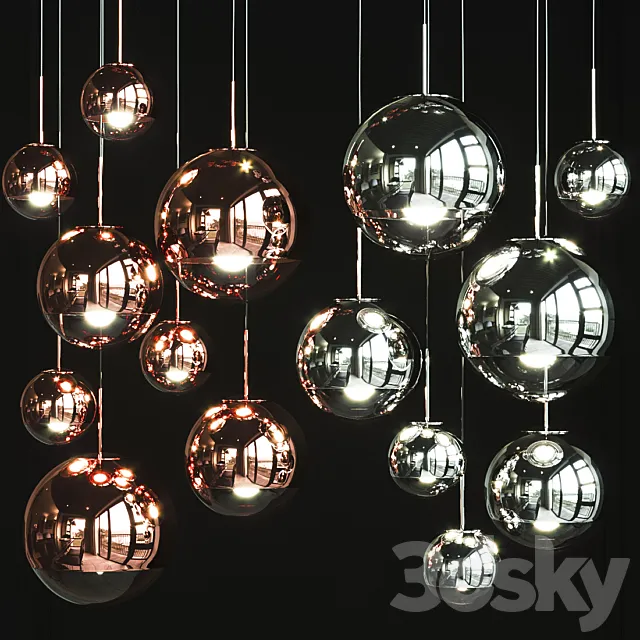 Pendant Light Group Tom Dixon MIRROR BALL FAMILY PENDANT 3D Model Pendant Light Group Tom Dixon MIRROR BALL FAMILY PENDANT 3D Model