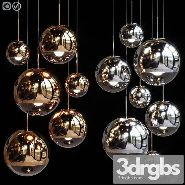 Pendant light group tom dixon mirror ball family pendant 3D Model Download