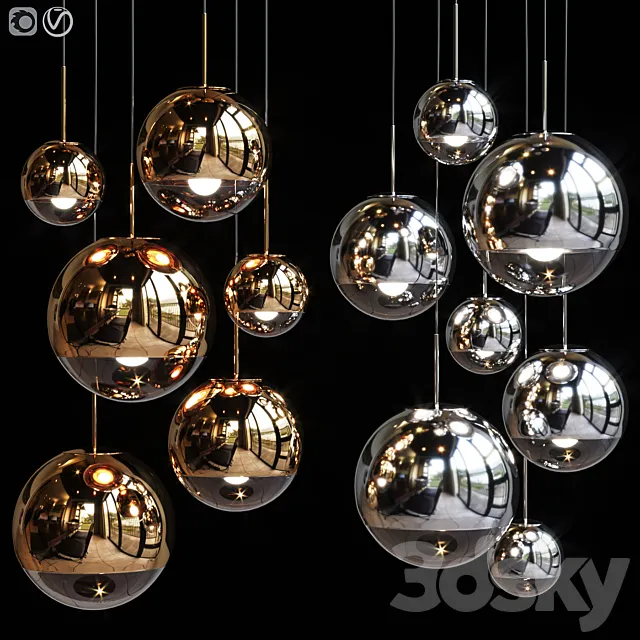 Pendant Light Group Tom Dixon MIRROR BALL FAMILY PENDANT 3DModel