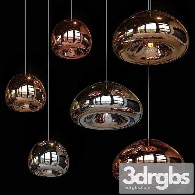 Pendant Lights Hollow Pendant Lamp Big and Little Gold 3D Model Download