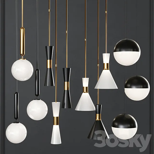 Pendant lights set 017 3DModel Pendant lights set 017 3DModel