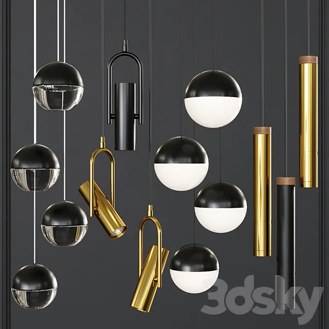 Pendant lights set 023 3D Model Pendant lights set 023 3D Model