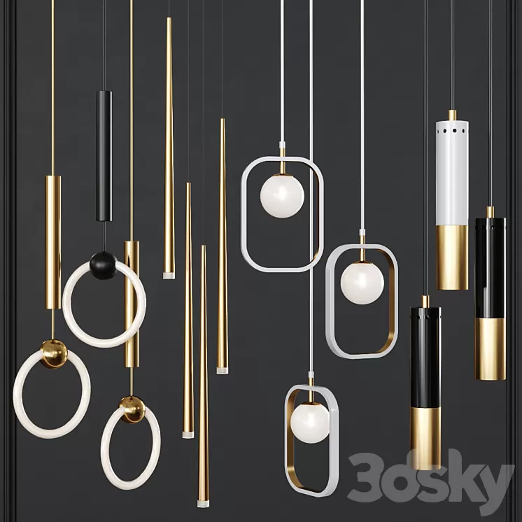 Pendant lights set 026 3D Model Pendant lights set 026 3D Model