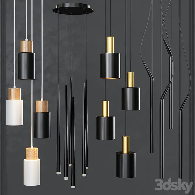 Pendant lights set 029 3D Model Pendant lights set 029 3D Model