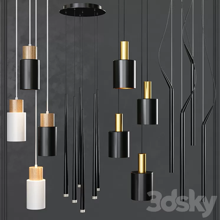 Pendant lights set 029 3D Model Pendant lights set 029 3D Model