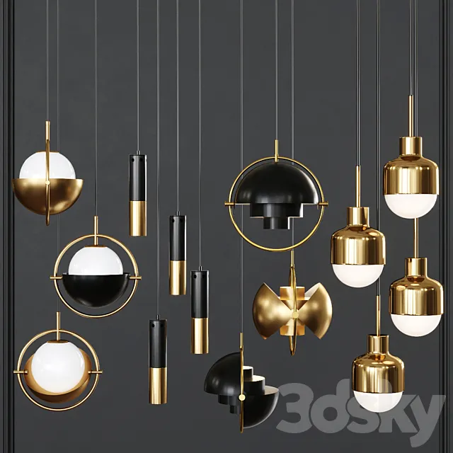 Pendant lights set 030 3D Model