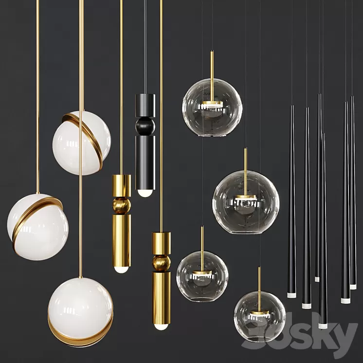 Pendant lights set 039 3D Model Pendant lights set 039 3D Model