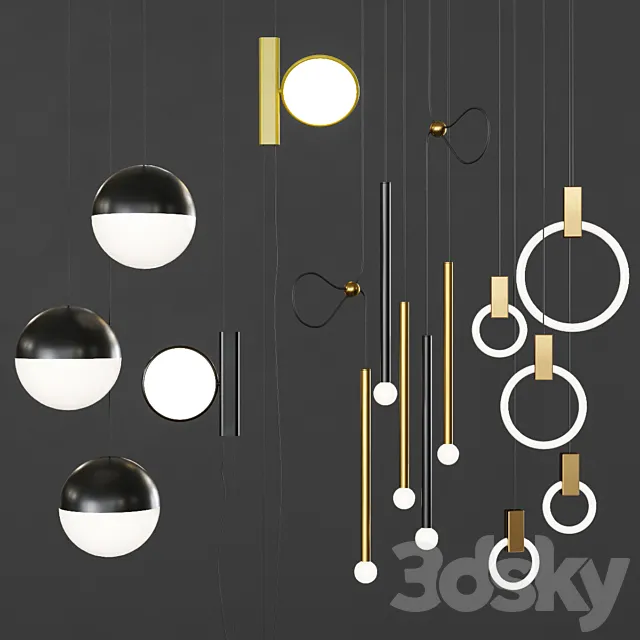 Pendant lights set 041 3D Model Pendant lights set 041 3D Model