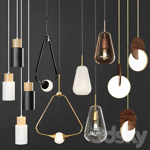 Pendant lights set 048 3D Model Pendant lights set 048 3D Model