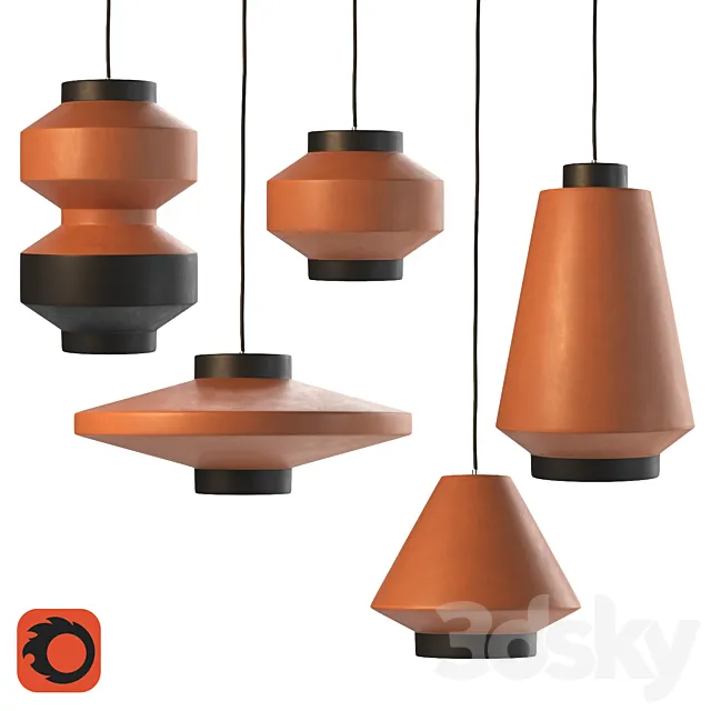 Pendant lights set “Praforma” by Ceramika Design 3D Model