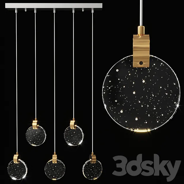 Pendant rectangular 5 light RENORD by Romatti 3D Model