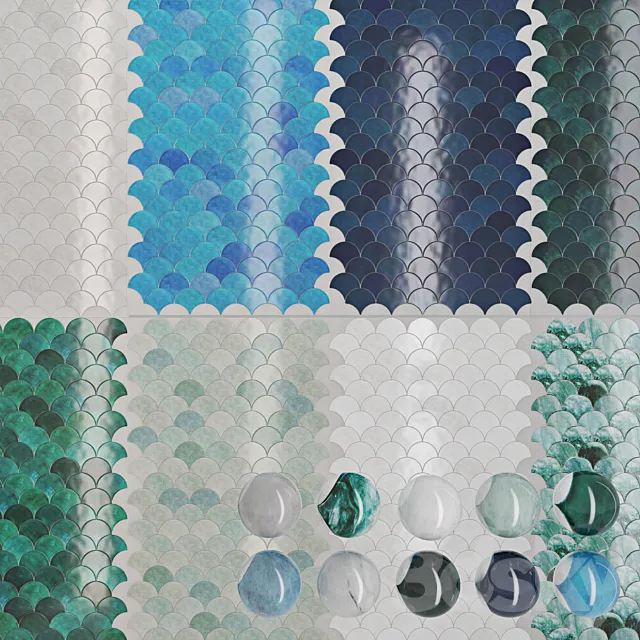 Pentaceramica fish scale tiles 3D Model Pentaceramica fish scale tiles 3D Model