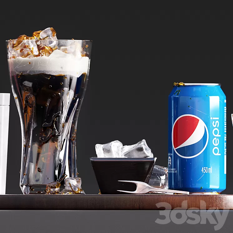 Pepsi set with french fries 3D Model