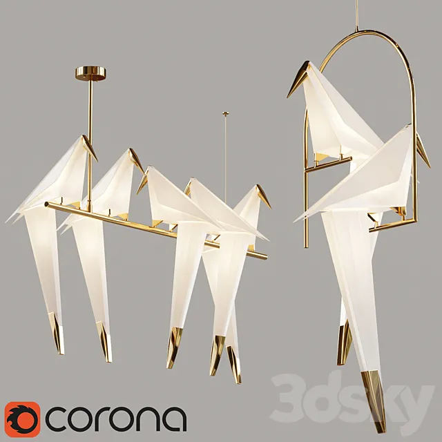 Perch_light_chandelier_5 and 2 heads 3D Model