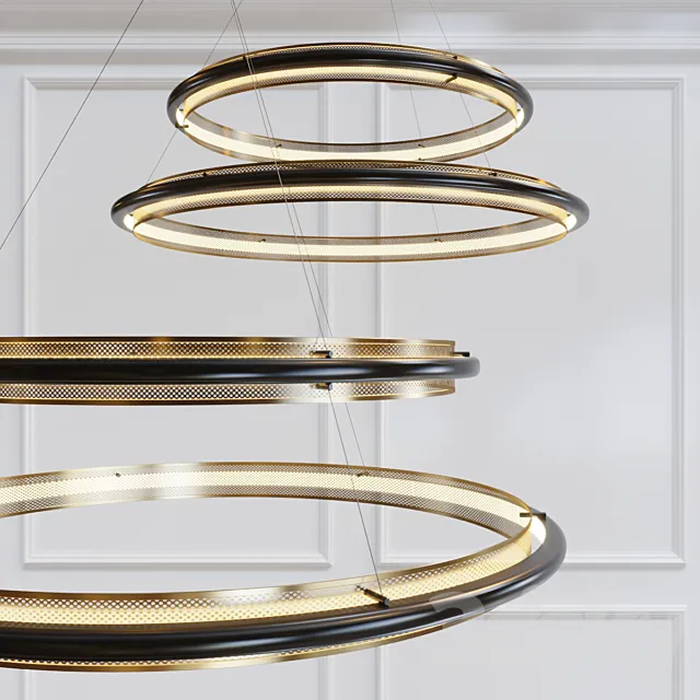 Perforated Double LED Chandelier 3D Model