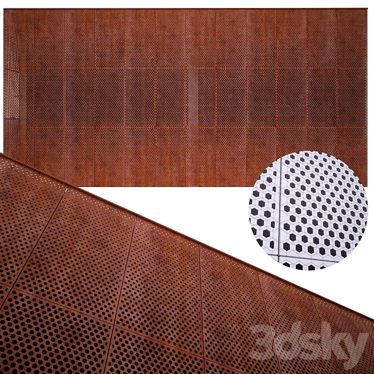 perforated metal panel N21 3D Model perforated metal panel N21 3D Model