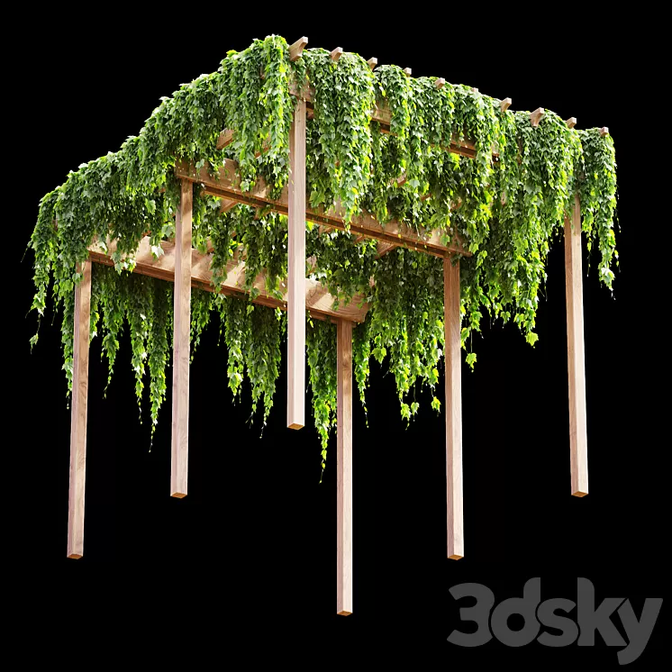 Pergola with grape leaves v2 3D Model