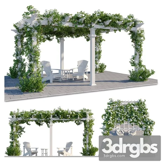 Pergola With Hydrangea 3D Model Download