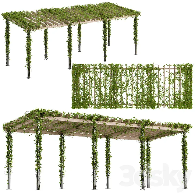 Pergola with Ivy v10 3D Model Pergola with Ivy v10 3D Model