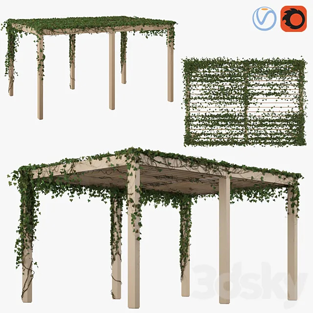 Pergola with Ivy v2 3DModel