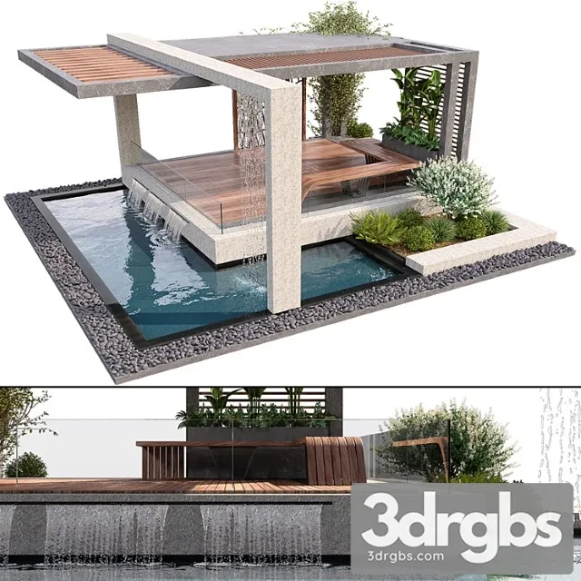 Pergola With Water Plants 1 3D Model Download