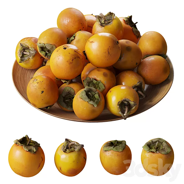 Persimmon kinglet on a platter 3D Model Free Download