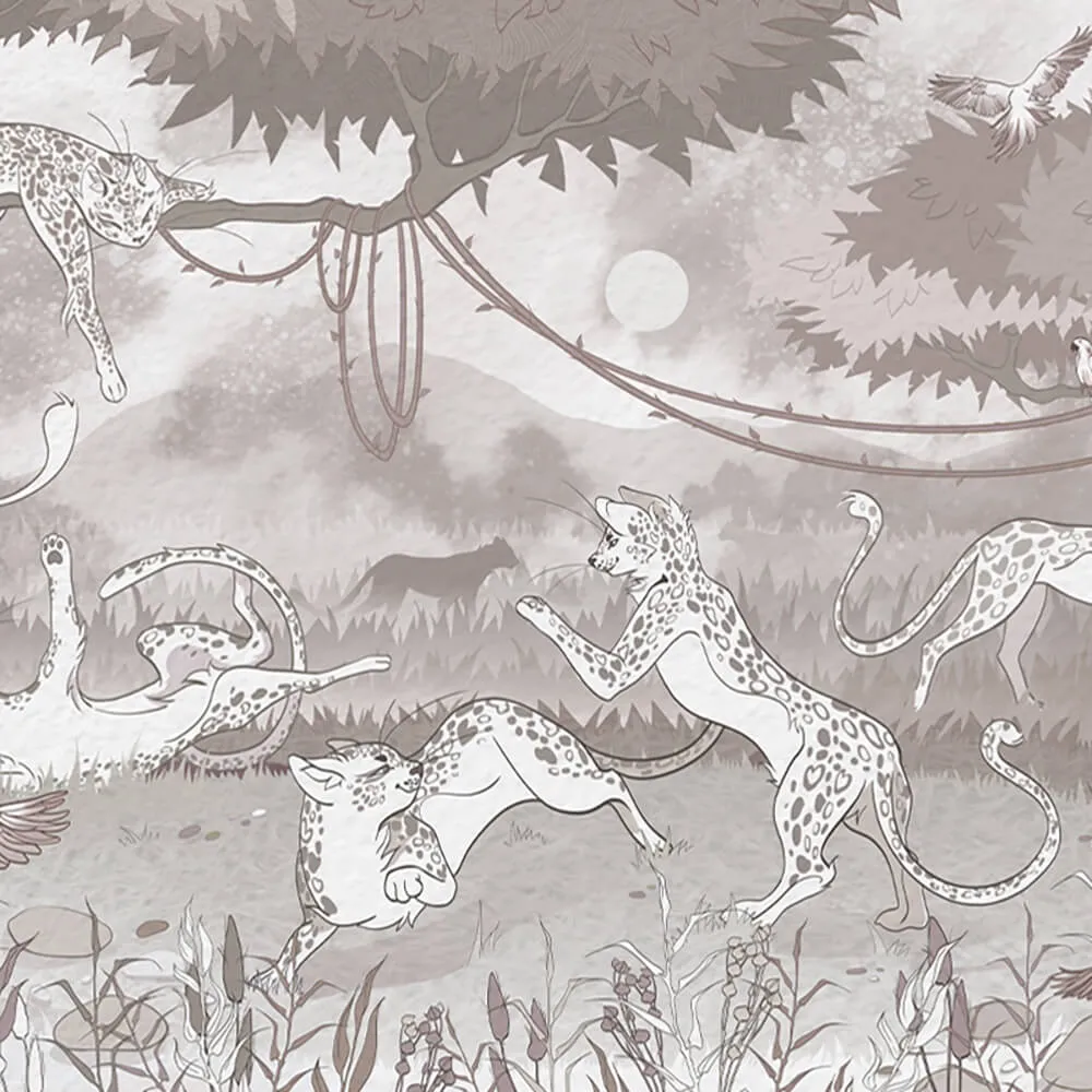 Perspektiva – Wallpaper Playful leopards 3D Model