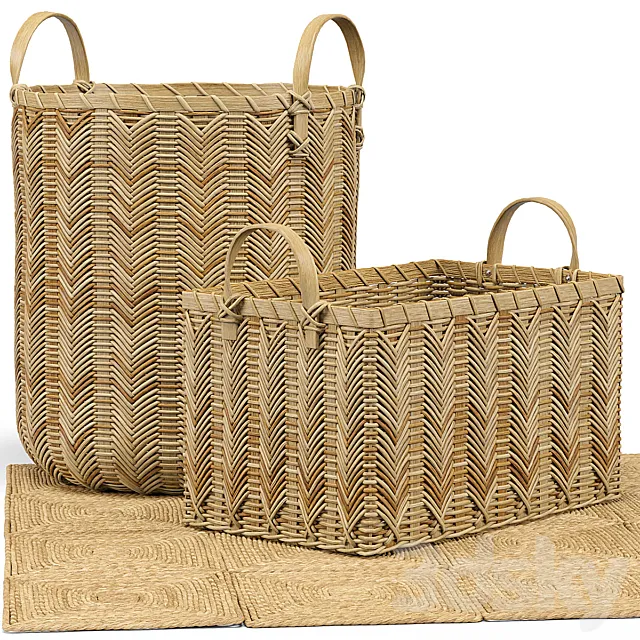 Petaluma Basket. Seagrass Squares Rug 3DModel Petaluma Basket. Seagrass Squares Rug 3DModel
