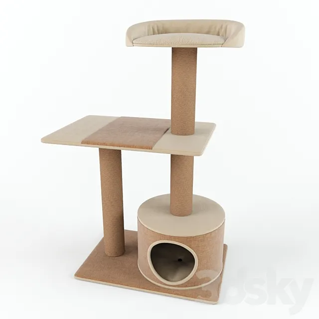 PetPals Group 3 Level Playhouse Condo Cat Tree 3D Model PetPals Group 3 Level Playhouse Condo Cat Tree 3D Model