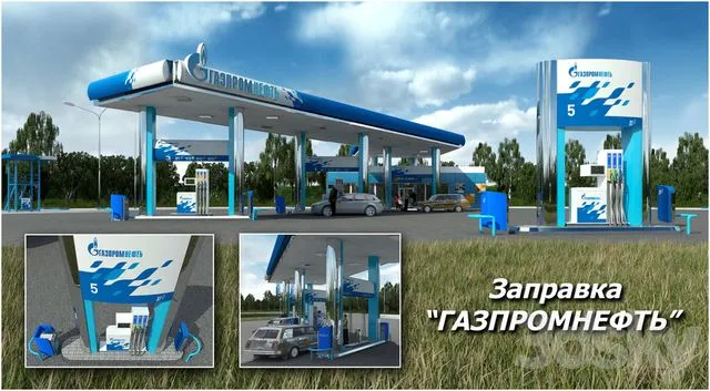 Petrol Station GAZPROMNEFT 3D Model