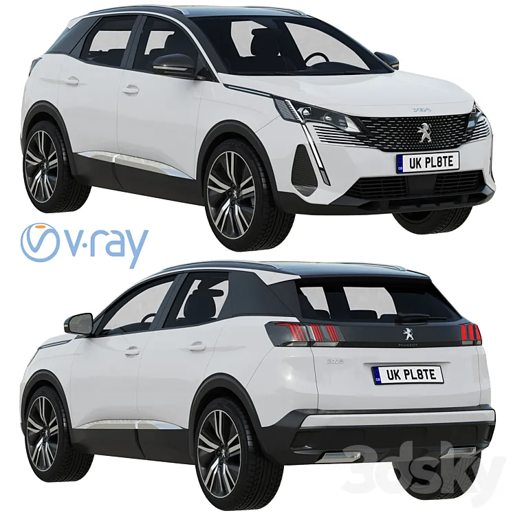 Peugeot 3008 2021 3D Model Free Download