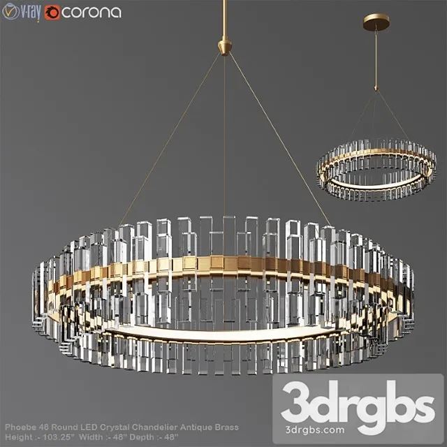 Phoebe 48 round led crystal chandelier antique brass 3D Model Download