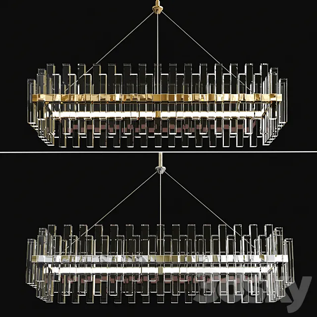 Phoebe Linear LED Crystal Chandelier 3D Model